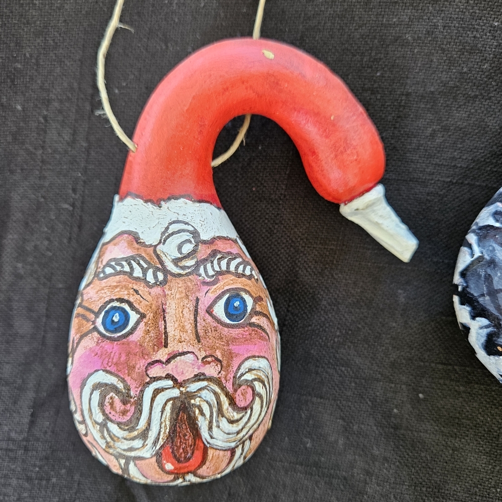 Vintage Hand Painted Gourd Christmas Ornaments - Picture 4 of 8